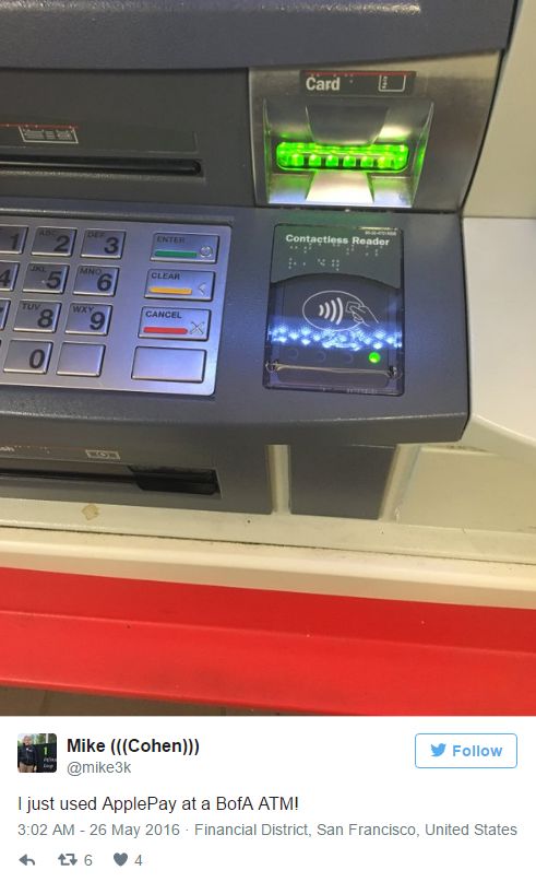 Apple Pay持续进击，推出ATM提现功能