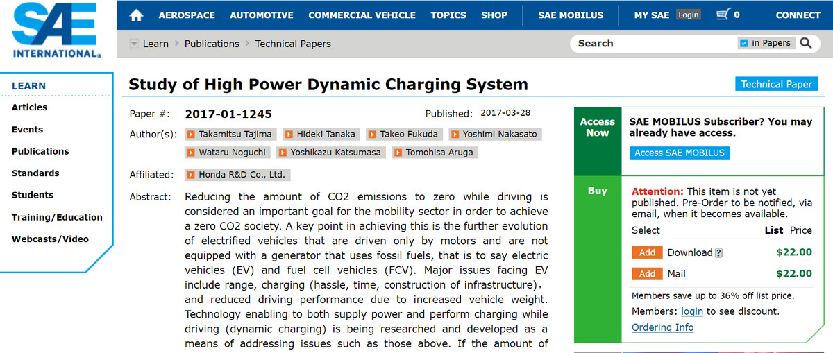 本田虽然没推出纯电动汽车，但他们却研究出了动态充电技术