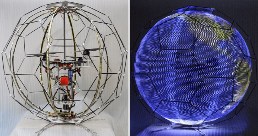 日本研发圆滚滚的球形无人机，被LED屏团团包围