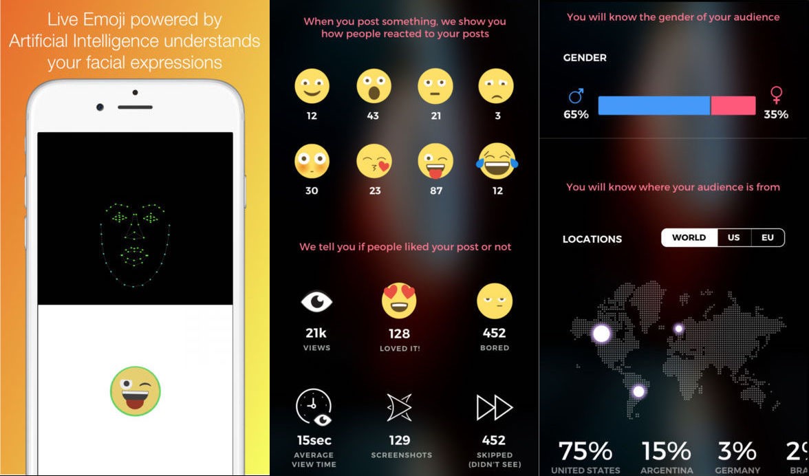 加持人脸识别与神经网络技术，该app可让真实表情实时转为表情包