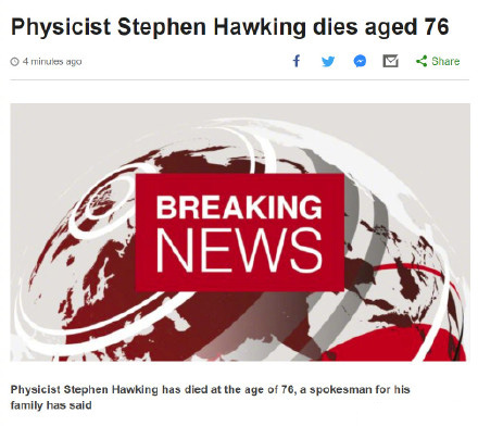 突发！物理学家霍金去世，享年76岁！