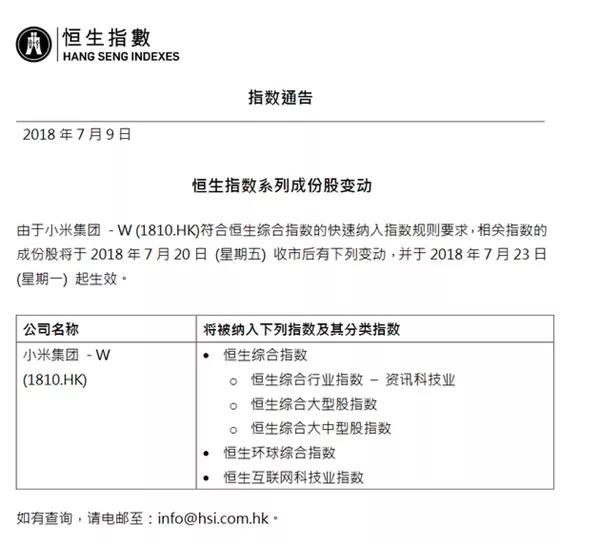 小米将于7月23日纳入香港恒生指数；支付宝回应微信“隐私保护”：没领会精神