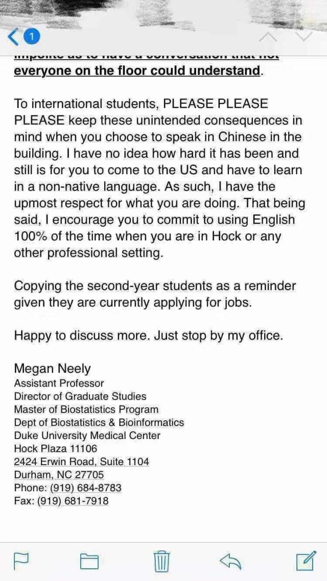 杜克大学医学院禁止公开场合说中文？涉事负责人被勒令下台